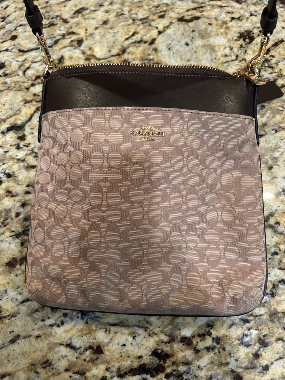 Coach North South Crossbody Signature Jacquard Leather Light Khaki/Brown - Picture 2 of 7